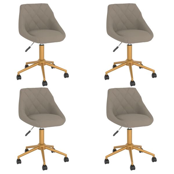 vidaXL Obrotowe krzesła stołowe, 4 szt., jasnoszare, obite aksamitem