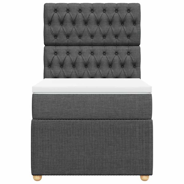 vidaXL Ł&oacute;żko kontynentalne z materacem, ciemnoszara tkanina 90x190 cm