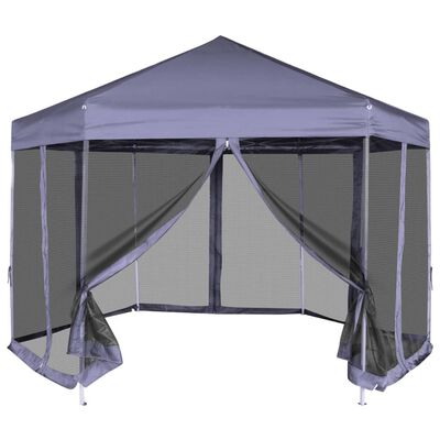 vidaXL Rozkładany namiot ogrodowy, 6 ścianek, 3,6 x 3,1 m, granatowy