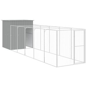 vidaXL Buda dla psa, z wybiegiem, jasnoszara, 165x659x181 cm, stal