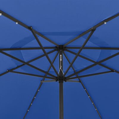 vidaXL Parasol ogrodowy z LED i metalowym słupkiem, 400 cm, lazurowy
