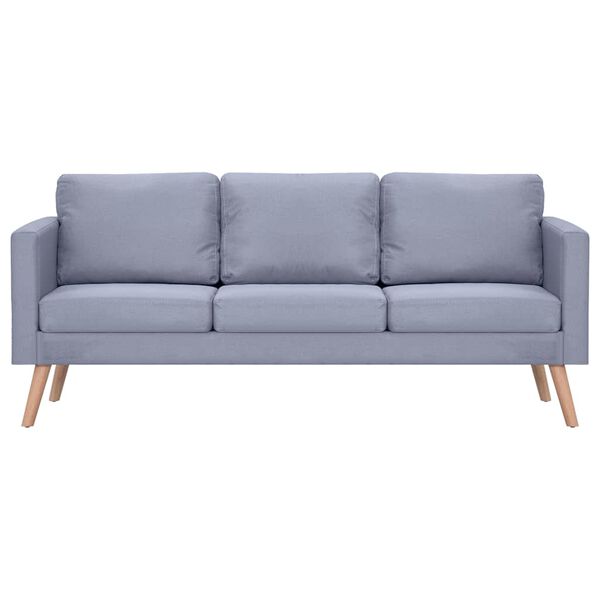 vidaXL Sofa 3-osobowa, materiałowa, jasnoszara