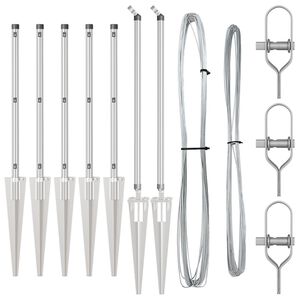 vidaXL Słupki ogrodzeniowe 7 pcs Srebrny Ø32mm 80 cm