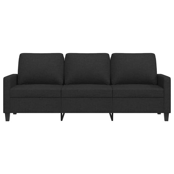 vidaXL Sofa 3-osobowa, czarna, 180 cm, tapicerowana tkaniną