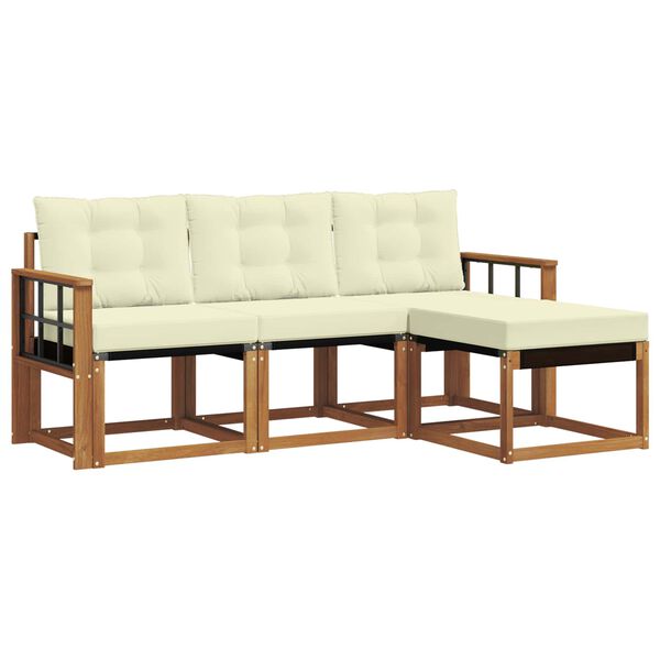 vidaXL Zestaw sof na zewnątrz z poduszką 4 pcs Naturalny i Kremowy