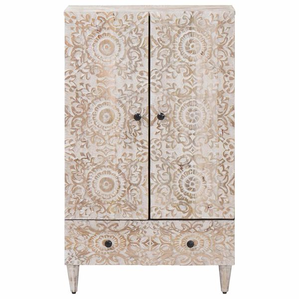 vidaXL Wysoka szafka Biały 60 x 33,5 x 100 cm Drewno z mango