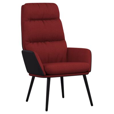 vidaXL Krzesło wypoczynkowe, winna czerwień, obite tkaniną