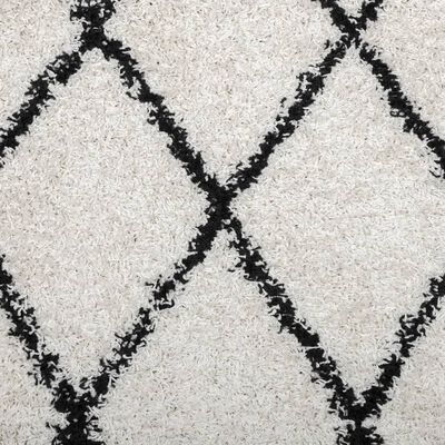 vidaXL Dywan shaggy z wysokim runem, kremowo-czarny, 60x110 cm
