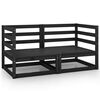 vidaXL 2-osobowa sofa ogrodowa, czarna, lite drewno sosnowe