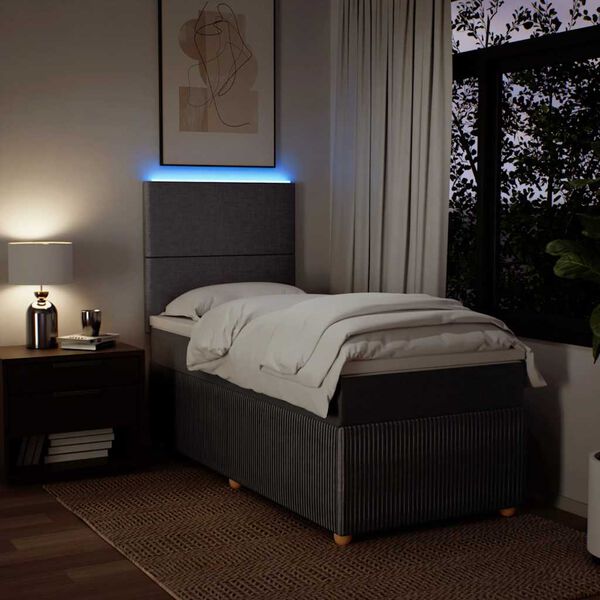 vidaXL Łóżko kontynentalne z materacem, taupe, tkanina, 80x200 cm