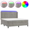 vidaXL Ł&oacute;żko kontynentalne z materacem i LED, szare 180x200cm, aksamit