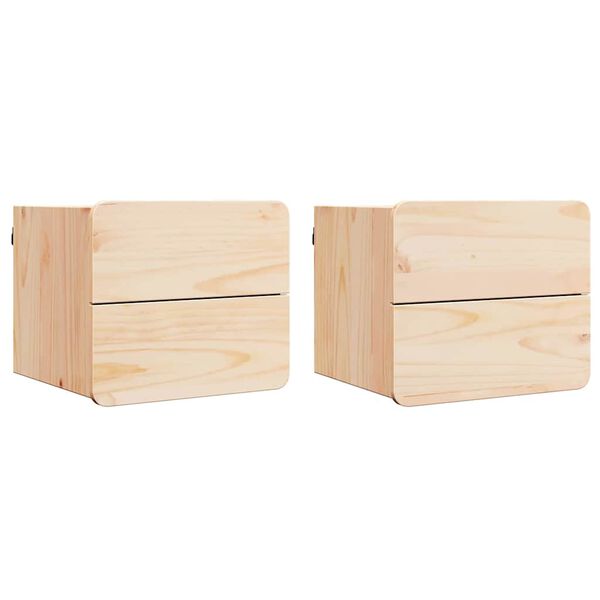 vidaXL Stolik nocny z szufladą 2 pcs Naturalny 39 x 34 x 33 cm