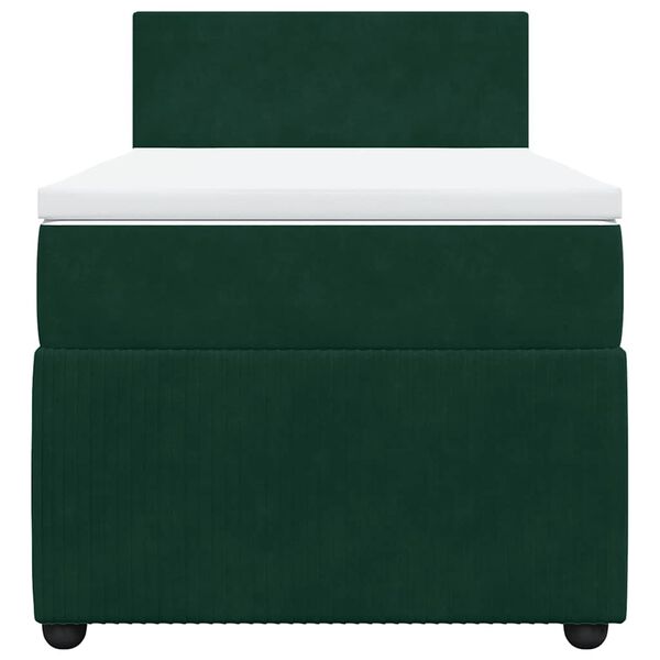 vidaXL Ł&oacute;żko kontynentalne z materacem, zielone, aksamit, 90x190 cm