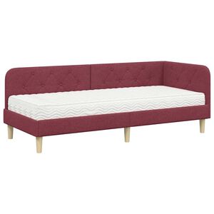vidaXL Rama ł&oacute;żka narożnego Czerwone wino 80 x 200 cm tkanina