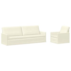 vidaXL Zestaw Sof 2 pcs kremowy Tkanina sztruksowa