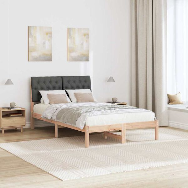 vidaXL Ramka ł&oacute;żka z tapicerowanym wezgłowiem Brązowy 120 x 190 cm