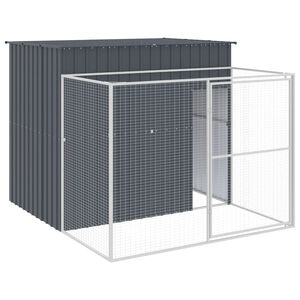 vidaXL Buda dla psa, z wybiegiem, antracytowa, 214x253x181 cm, stal
