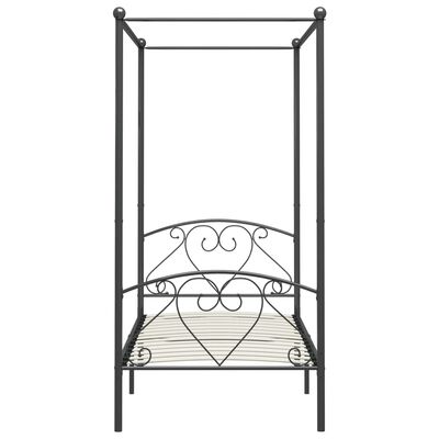 vidaXL Rama łóżka z baldachimem, szara, metalowa, 120 x 200 cm