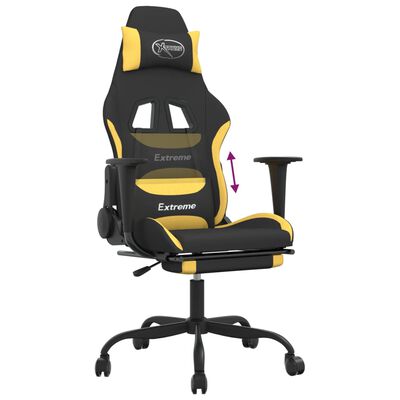 vidaXL Fotel gamingowy z podnóżkiem, czarno-żółty, tkanina