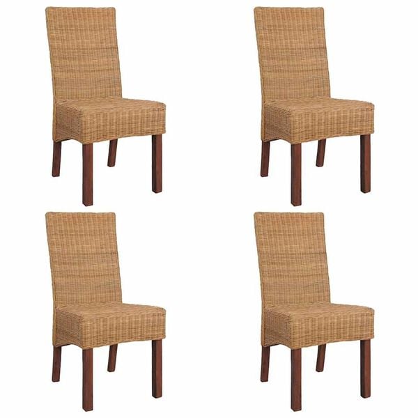 vidaXL Krzesła stołowe, 4 szt., brązowe, naturalny rattan