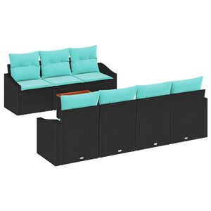 vidaXL Zestaw Sof na Ogr&oacute;d z poduszką 8 pcs Czarny polirattan