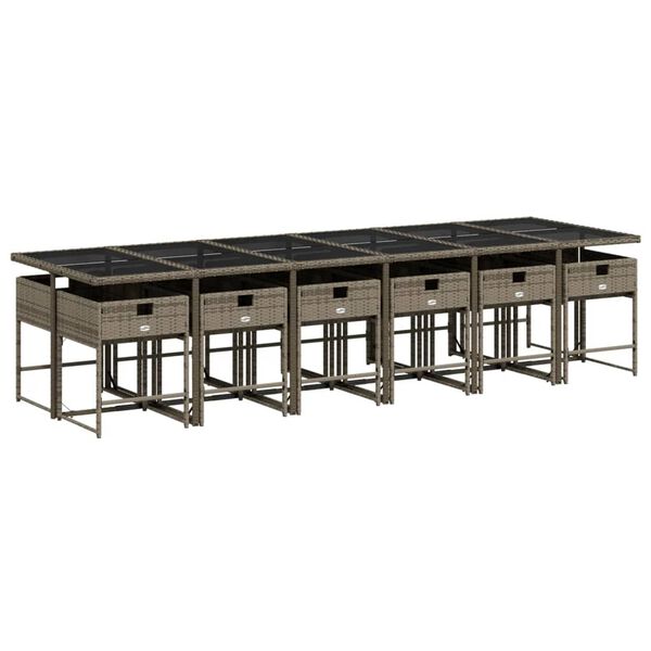 vidaXL 13-cz. zestaw mebli ogrodowych z poduszkami, szary rattan PE