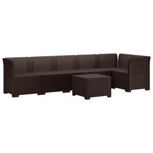 vidaXL Sofa Ogrodowa 6-osobowa w Wyglądzie Rattanu PP brązowy