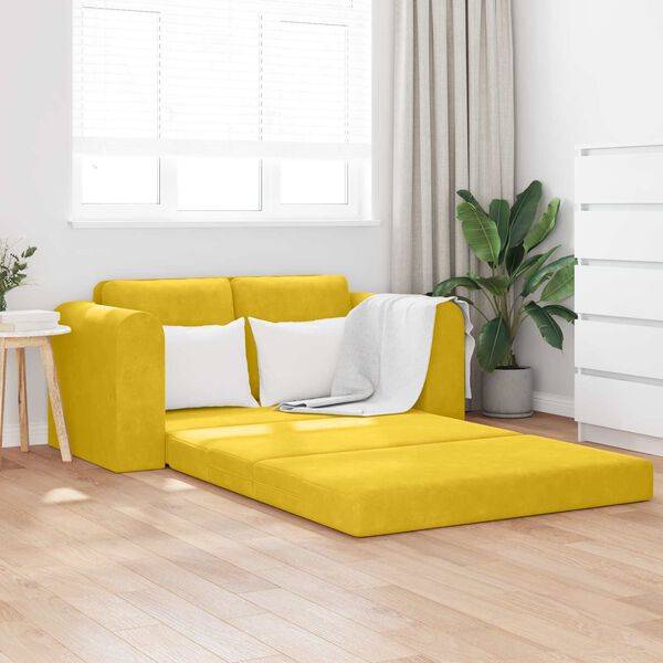 vidaXL Sofa Bed 60cm Ż&oacute;łty Aksamit