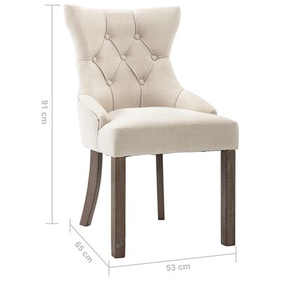 vidaXL Krzesła stołowe, 2 szt., beżowe, tapicerowane tkaniną