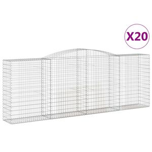 vidaXL Kosze gabionowe, 20 szt, 400x50x140/160cm, galwanizowane żelazo