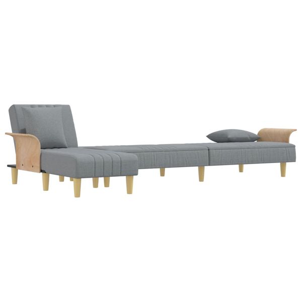 vidaXL Sofa rozkładana L, jasnoszara, 279x140x70 cm, tkanina