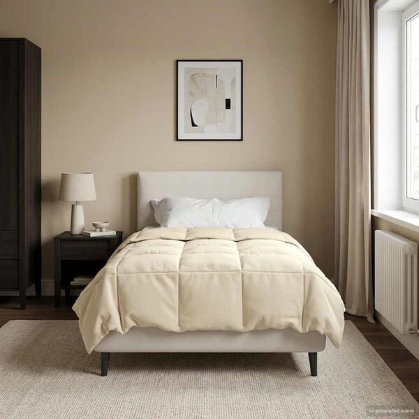 vidaXL Zimowa Kołdra Kwiłtowany Kremowy 140 x 220 cm Mikrofibra