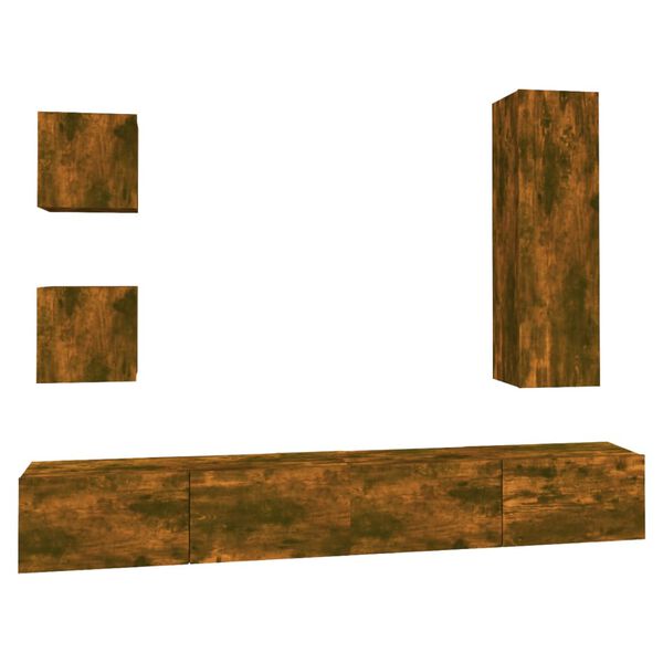 vidaXL 5-częściowy zestaw szafek telewizyjnych, przydymiony dąb