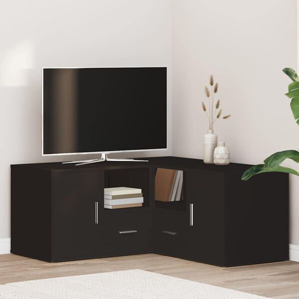 vidaXL Szafka narożna, czarna, 160x40x45 cm, materiał drewnopochodny