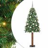 vidaXL Szczupła Choinka Zielony 210 cm PVC i lite drewno sosnowe