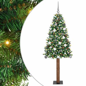 vidaXL Szczupła Choinka Zielony 210 cm PVC i lite drewno sosnowe