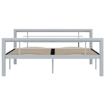 vidaXL Rama łóżka, szaro-biała, metalowa, 120 x 200 cm