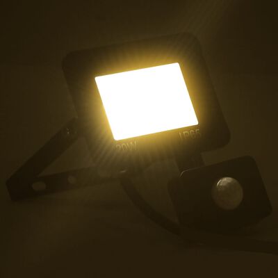 vidaXL Reflektor LED z czujnikiem, 20 W, ciepłe białe światło