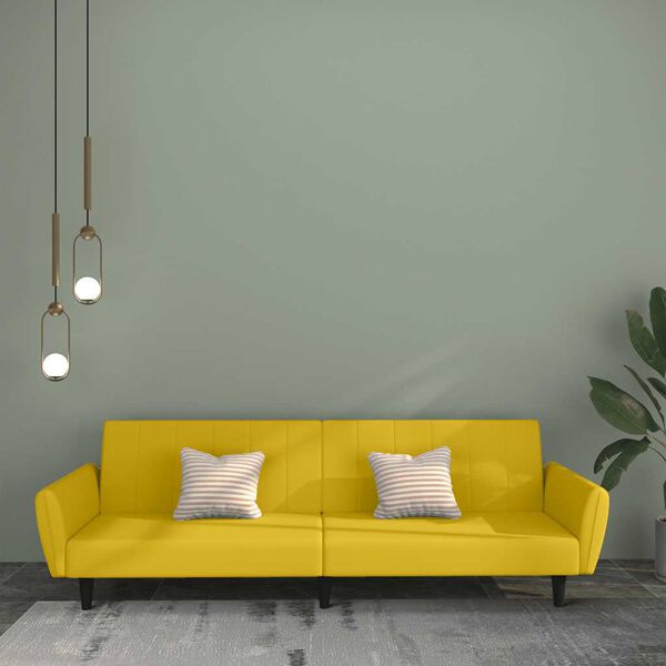 vidaXL 2-osobowa kanapa, ż&oacute;łta, tapicerowana aksamitem