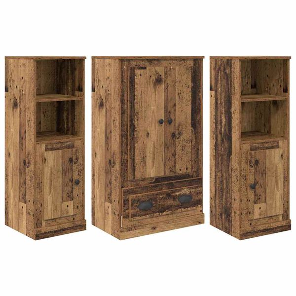 vidaXL Highboard z szufladą 3 pcs Stare drewno Materiał drewnopochodny