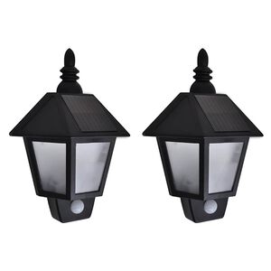vidaXL Ścienne lampy solarne, 2 szt., z detektorem ruchu, czarne