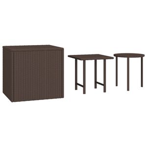 vidaXL Zestaw ogrodowych stolik&oacute;w bocznych, 3-cz., brązowy, rattan PE