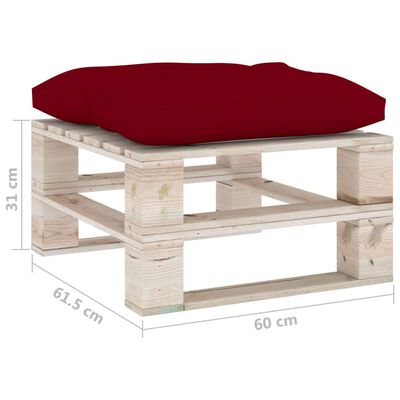 vidaXL Ogrodowy stołek z palet z bordową poduszką, drewno sosnowe