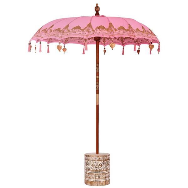 vidaXL Baliński Parasol z Bazą R&oacute;żowy 185 x 185 x 260 cm