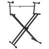 vidaXL Statyw pod keyboard z podwójnym uchwytem, w kształcie X, czarny