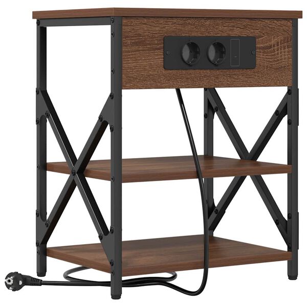 vidaXL Szafka Nocna z p&oacute;łką Brązowy dąb 41 x 31 x 51 cm