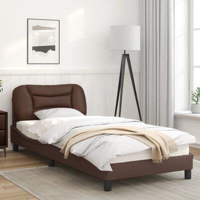 vidaXL Rama łóżka z LED, brązowa, 80x200 cm, sztuczna skóra