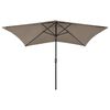 vidaXL Parasol ogrodowy z LED i stalowym słupkiem, taupe, 2x3 m