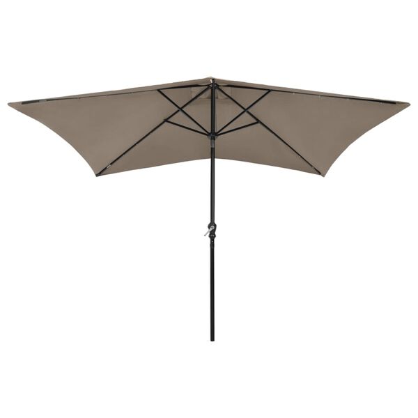 vidaXL Parasol ogrodowy z LED i stalowym słupkiem, taupe, 2x3 m