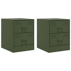 vidaXL Szafki nocne, 2 szt., zielone, 34,5x39x44 cm, stal